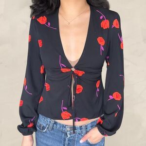 Urban outfitters black v neck tulip blouse size XS